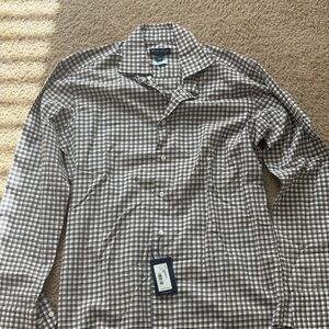 Peter Millar Brown Checkered Button Down Shirt
